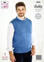 Knitting Pattern - King Cole 5820 - Chunky - Men's Sweater & Slipover